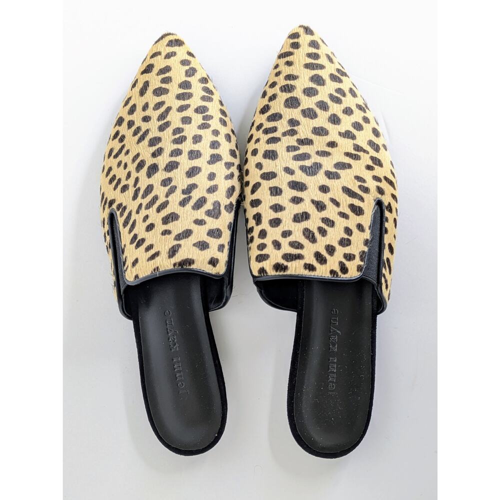 Jenni Kayne Pony Hair Mule 41 Leopard Cheetah Print Pointed Toe Flat Italy 10